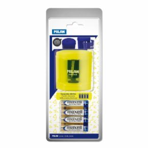 Blster sacapuntas elctrico POWER-SHARP (pilas incluidas) amarillo Acid