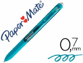 Boligrafo paper mate inkjoy retractil gel pen trazo 0,7 mm verde azulado.	
