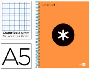 Cuaderno espiral liderpapel a5 micro antartik color naranja fluo