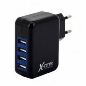 Cargador de pared X ONE  4 USB 3.1 A Negro