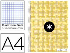 CUADERNO ESPIRAL LIDERPAPEL A4 MICRO ARTIK 120H 100 GR CUADRO 5MM CON MARGEN COLORES SURTIDOS