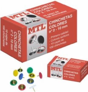 100 CHINCHETAS DE COLORES N2 10MM MTL