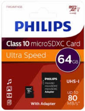 Tarjeta de Memoria Philips 64GB Clase 10 Canon Digital Incluido de 0,29