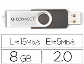 Memoria usb q-connect flash 8 gb 2.0. Canon digital de 0,29 incluido.