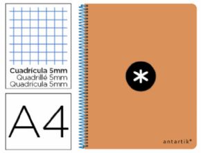 Cuaderno espiral liderpapel a-4 antartik tapa dura 80h 1 00 gr cuadro 5mm con margencolor naranja fluor.