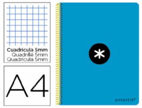 Cuaderno espiral liderpapel a-4 antartik tapa dura 80h 1 00 gr cuadro 5mm color azul.