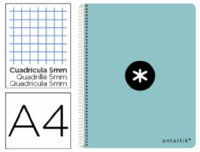 Cuaderno espiral liderpapel a4 antartik tapa dura 80h 100 gr cuadro 5mm color menta.