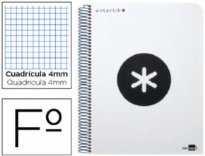 Cuaderno espiral liderpapel a-4 antartik tapa dura 80h 1 00 gr cuadro 5mm color blanco.