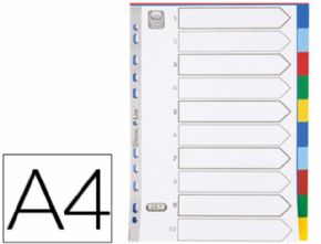 Separador elba plastico 120 mc din a4 11 taladros 10 posiciones colores surtidos.