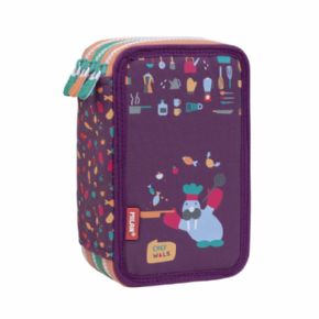 Plumier 3 pisos con contenido Super Chefs, morado