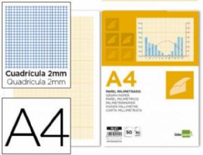 Bloc papel milimetrado Liderpapel encolado 210x297mm 50hojas 80g/m
