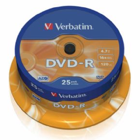 Tarrina 25 unidades DVD-R Verbatim CANON INCLUIDO DE 2.25