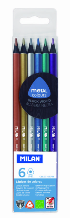 ESTUCHE 6 LAPICES METAL MADERA NEGRA