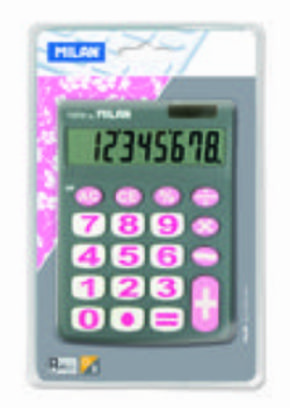 CALCULADORA MILAN GRIS TECLAS GRANDES 8 DIGITOS