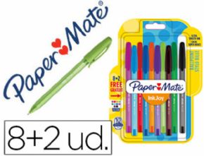 BOLIGRAFO PAPER MATE INKJOY 100 PUNTA MEDIA TRAZO 1 MM PACK 8 +2