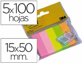 BLOC DE NOTAS ADHESIVAS QUITA Y PON POST-IT 15 X 50 MM COLORES