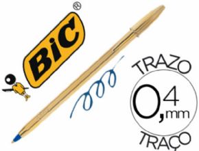 BOLIGRAFO BIC CRISTAL CELEBRATION ORO TINTA AZUL