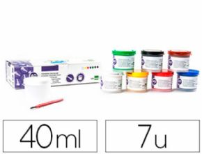 TEMPERA LIDERPAPEL ESCOLAR 40 ML 7 COLORES SURTIDOS + PINCEL