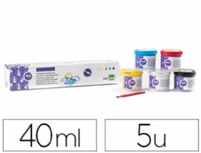 TEMPERA LIDERPAPEL ESCOLAR 40 ML 5 COLORES SURTIDOS + PINCEL