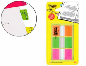 BANDERITAS SEPARADORAS POST-IT INDEX 680 NARANJA LIMA Y ROSA